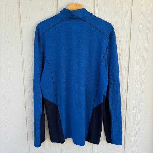 Smartwool Merino Sport 150 Long Sleeve 1/4 Zip Men's Large Blue Outdoor Gorpcore - Picture 8 of 10